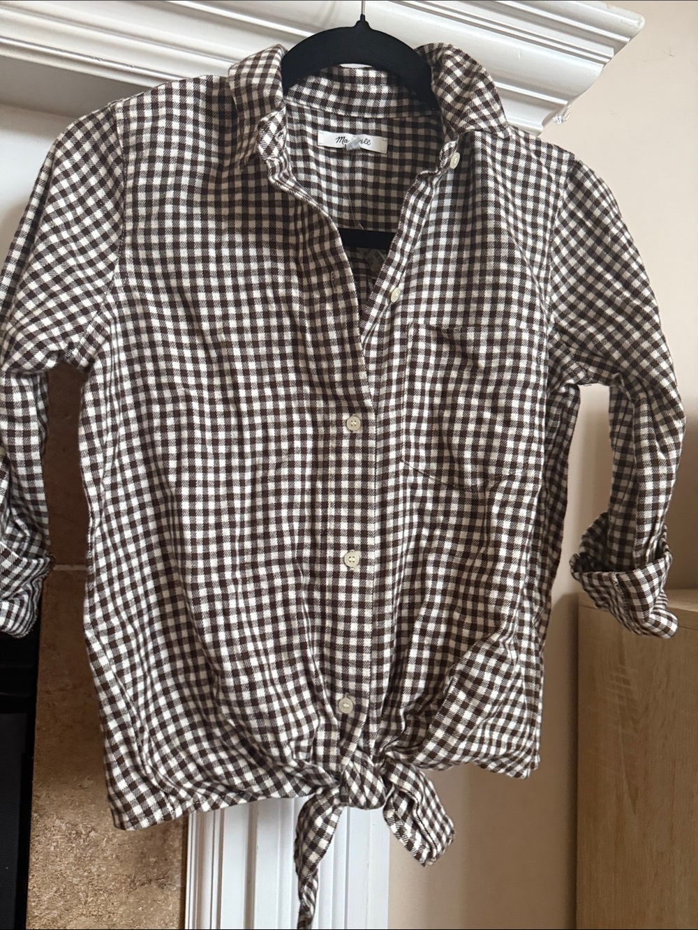 Madewell Brown and White Gingham Button-Down Shirt